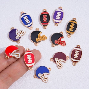DIY colorful enamel rugby and helmet charms in various colors for jewelry making