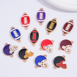 Colorful alloy American football and helmet enamel charms for DIY jewelry making