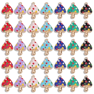 Colgantes de Aleación Esmaltados de Champiñones Coloridos DIY Accesorios de Joyería para Collar Pulsera Dijes Decorativos para Mujer
