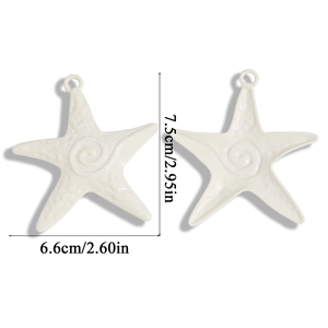 Set di due ciondoli a stella marina bianca da 7,5 cm per la creazione di accessori DIY