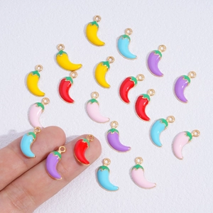 Colorful enamel chili pepper charms in alloy gold finish for DIY jewelry making