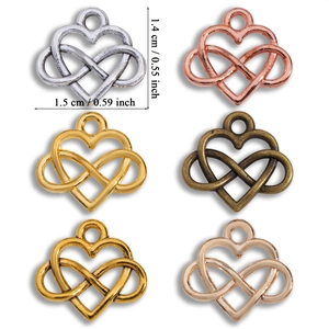 Ciondoli a cuore infinito in sei colori metallici per la creazione di gioielli fai da te