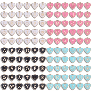 Dijes de Letra de Corazón de Esmalte Aleación de Zinc Chapado en Oro Colgantes Alfabeto Para Collar Pulsera Joyas Mujer