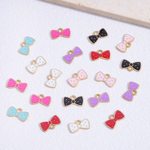 Bunte Emailleschleifen-Anhänger für DIY-Halsketten und Armbänder aus Goldlegierung