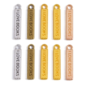 Pendentif I Love Books Étiquette Rectangulaire en Alliage pour Création Bijoux DIY Collier Bracelet Accessoire Style Vintage