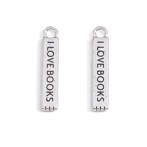 Pendentifs barres 'I LOVE BOOKS' en alliage argenté pour la création de bijoux DIY