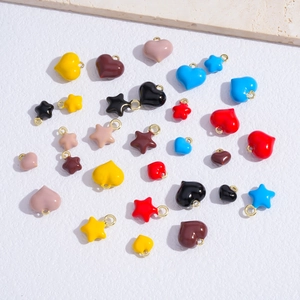 Colorful enamel heart and star charms with gold plating for DIY jewelry and keychain