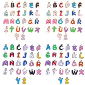 Enamel Alphabet Letter Charms Zinc Alloy Gold Silver Base DIY Colorful Pendants For Jewelry Making Necklace Bracelet Accessory
