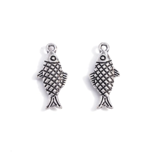 Vintage silver-tone alloy koi fish pendants for DIY necklace and bracelet jewelry making