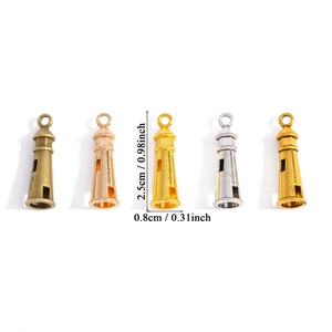 Lighthouse alloy charms in five metal finishes for DIY necklaces and bracelets