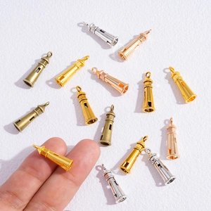 Lighthouse shaped DIY jewelry alloy charms in gold, silver, bronze and rose gold finishes