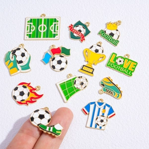 Collection of football themed enamel alloy charms for DIY jewelry and keychains