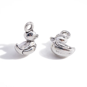 Silver metal duck charms for DIY jewelry making, pendants for necklaces and bracelets