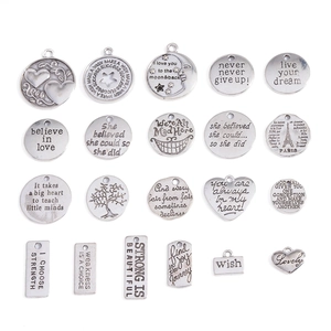 19pcs vintage silver alloy inspirational quote pendant set for DIY necklace jewelry making