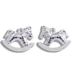 Hammered texture rocking horse metal pendants for DIY jewelry making accessories