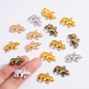 DIY colorful alloy 3D bear charms for necklaces and bracelets in gold and silver