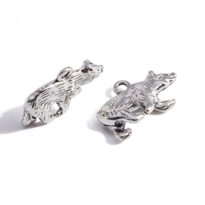 3D bear alloy charms in vintage silver finish for DIY jewelry necklaces and bracelets
