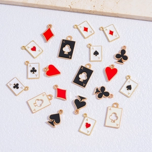DIY playing card suit charms in gold alloy with red and black enamel for jewelry making