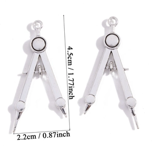 Paar vintage zilveren kompas hangers van legering voor DIY school thema sieraden maken