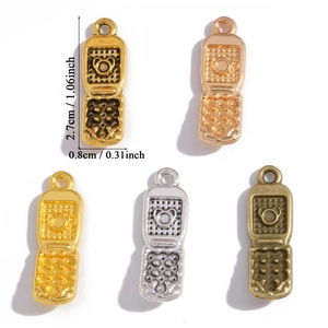 Retro telefoonhangers van legering voor DIY-kettingen met 3D-textuur en beertjespatroon
