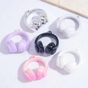 Colorful 3D headphone charms in silver, purple, and gradient pink for DIY jewelry making