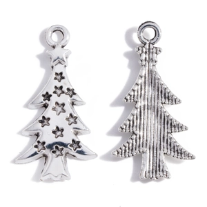 Vintage Silberne Weihnachtsbaum-Anhänger aus Metall mit Stern-Design für DIY Schmuck