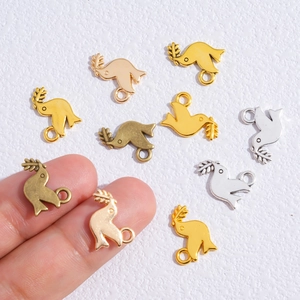 DIY Taube mit Olivenzweig Anhänger in Gold, Silber, Roségold und Bronze Legierungen