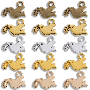 Retro Zinklegierung Friedenstaube Vogel Anhänger Charms Mit Olivenzweig Für DIY Schmuckherstellung Halsketten Zubehör Vintage Stil