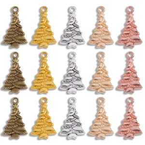 Vintage Zinc Alloy Christmas Tree Charms DIY Jewelry Making Accessories Antique Gold Silver Bronze Metal Pendants For Necklaces Bracelet Christmas Decor