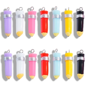 Multicolor 3D Pencil Shaped Resin Pendants DIY Jewelry Making Accessories Pencil Charms For Necklace Keychain Decoration