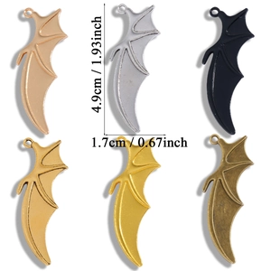 Gothic bat wing alloy charms for DIY jewelry making in six metallic colors and finishes