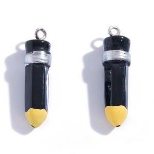 Colorful resin pencil pendants with metal ring for DIY jewelry making and decoration