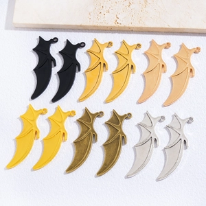 Gothic bat wing pendants in six metal finishes including gold silver and black