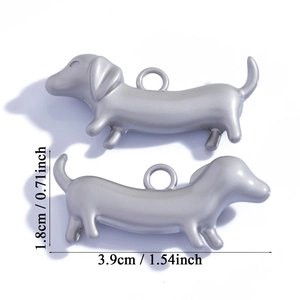 Matte silver dachshund dog pendant charms for DIY jewelry making 3.9x1.8cm set