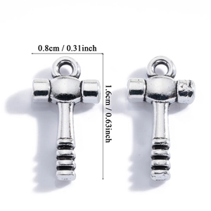 Retro Silberhammer-Anhänger für DIY-Schmuck, Größe 0,8x1,6cm mit Aufhängeschlaufen