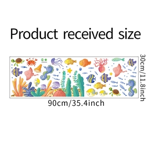 Detailed PVC dimensions of underwater ocean wall stickers with sea turtles and fish
