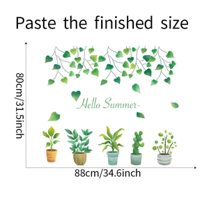 Detail showing Hello Summer wall decals with dimensions of 80cm height and 88cm width