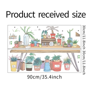 Detail of LD96078 potted plants wall stickers showing the product received size dimensions