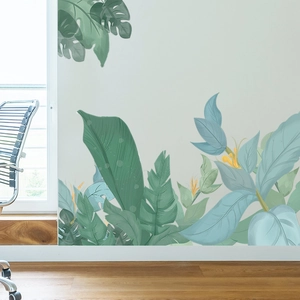 Tropical monstera leaf wall stickers for a modern home and bedroom interior decoration