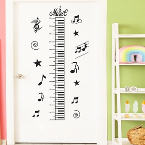 Sticker mural créatif avec notes de musique et piano pour mesurer la taille des enfants