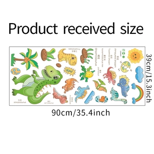 Dettaglio del foglio adesivi murali con dinosauri cartoni animati da 90cm x 39cm