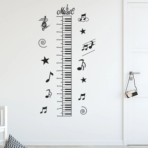 Détail du sticker mural musical avec touches de piano et échelle 50-180cm pour enfant