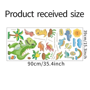 Foglio dettagliato di adesivi murali dinosauri con dimensioni 90x39cm per decoro cameretta