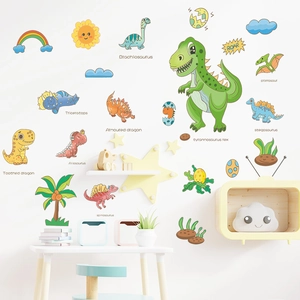 Adesivi Murali Paradiso Dei Dinosauri Cartone Animato PVC Fai Da Te Decalcomanie Animali Removibili Per Camera Dei Bambini Asilo Nido