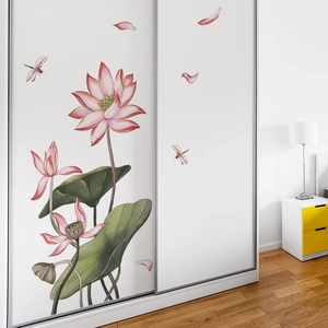 Adesivi murali con loto e libellule per decorazioni eleganti in camera e soggiorno