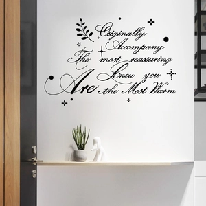 Adesivo murale moderno in vinile nero con citazioni inglesi per l'arredo del soggiorno