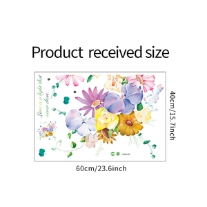 Dimensions détaillées de la planche 60x40cm pour stickers muraux fleurs PVC LD64151