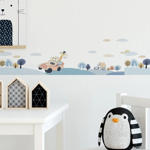 Stickers Muraux Animaux de la Forêt et Voiture de Course Pour Chambre d'Enfant Décoration Murale en PVC Amovible