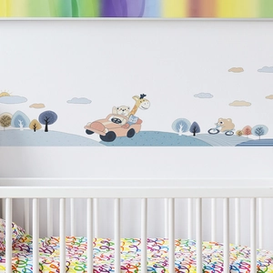 Stickers muraux animaux forêt voitures de course pour chambre d enfant décoration