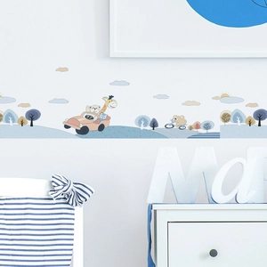 Stickers muraux animaux de la forêt et voitures de course pour chambre d'enfant